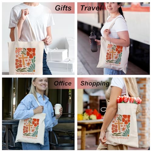 Inspirational Christian Gifts Canvas Tote Bag for Women, Christmas Friendship Birthday Religious Grocery Bags - color: Lovedmeasure