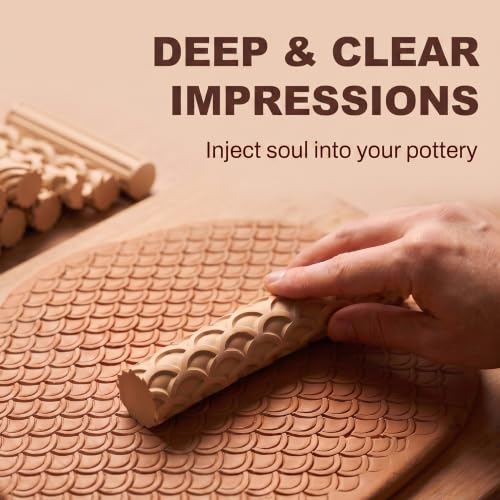 Hokkieam Clay Texture Rollers, 10 PCS Plastic Polymer Clay and Pottery Tool | Create Textured Patterns on Polymer Clay and Pottery for Sculpting, Ceramics, DIY Crafts, and Creative Projects.