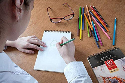 ARTEZA Artist Sketch Pad, 9x12 Inches – 2-Pack, 80 Spiral-Bound Sheets Each, Acid-Free 80 lb White Paper for Sketching, Drawing & Daily Art Practice - size: 9"x12" (Pack of 2)