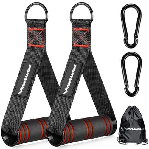 RENRANRING Gym Exercise Handles, Replacement Handle Attachments for Cable Machine Pulleys, Resistance Band and Strength Trainer, Pull Down Workout Accessories, Home Gym Add On Equipment - color: Black,Red