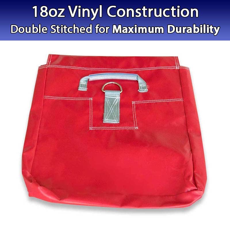 Extra Durable Strong Vinyl Sand Bag | Red PVC | 21" x 21" | Used to Support and Anchor Inflatables, Bounce Houses, Water Slides, Tents, and More | Holds Up to 50 Pounds | 4 Pack