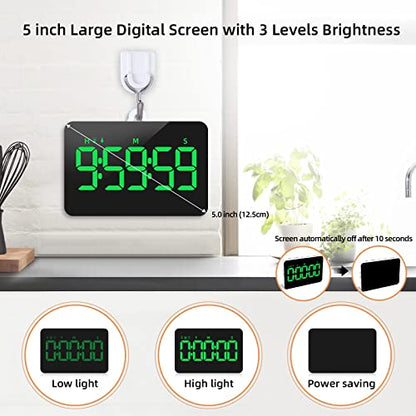 Samshow Rechargeable Digital Kitchen Timer, Green, 5 Inch - color: Green