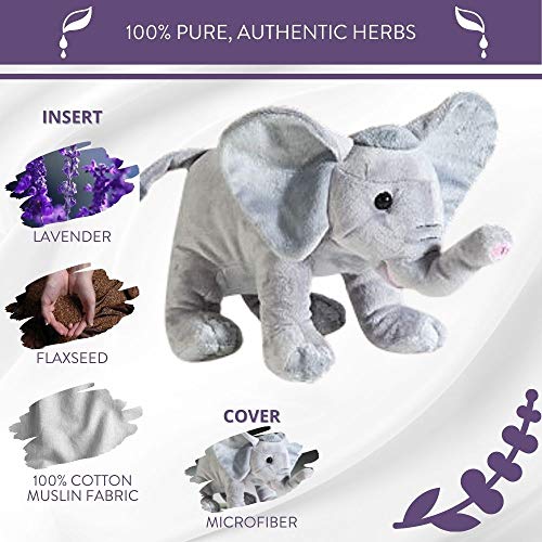 Sonoma Lavender Microwaveable Aromatherapy Animal, Plush Elephant, Lavender Scented with Removable Washable Cover - style: Ellie the Lavender Elephant