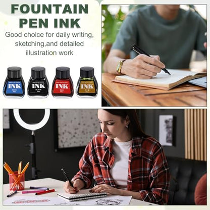 PATIKIL Fountain Pen Ink Black, 30ml Calligraphy Pen Bottled Ink Non-Carbon Colorful Smooth Flow Color Dip Drawing Set Art Supplies for Writing Painting Journaling - color: Black