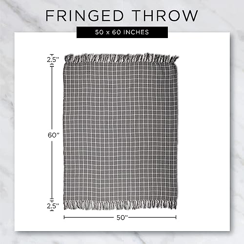 DII Herringbone Striped Collection Cotton Throw Blanket, 50x60, Gray - color: Gray, size: 50x60"