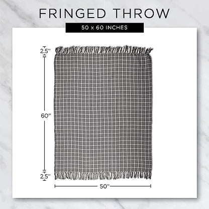 DII Herringbone Striped Collection Cotton Throw Blanket, 50x60, Gray - color: Gray, size: 50x60"
