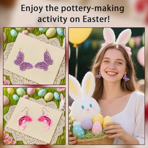 9pcs Farm Theme Polymer Clay Cutters，Animal Polymer Clay Jewelry - Fish Hen Cowboy Dog Butterfly Corgi Polymer Clay Cutters，Easter Gifts - color: Farm Theme Polymer Clay Cutters