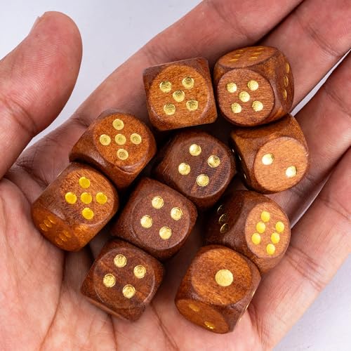 10PCS 6 Sided Dice Set 16mm Wooden D6 Game Dice for DND Board Games - color: D6-brown G