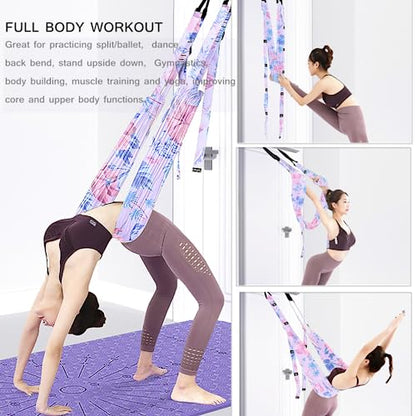TOCO FREIDO Waist Back Leg Stretch Strap/Yoga Fitness Band, Leg Stretching Assist Trainer, Yoga Stretcher, Back Bend Split Inversion Strap for Fitness, Dance, Ballet, Gymnastics - color: rainforest