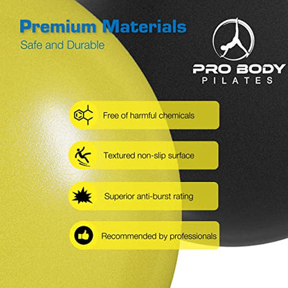 ProBody Pilates Ball Small with Pump - 9 Inch Small Exercise Ball - color: Yellow