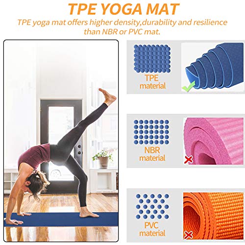 Yoga Starter Kit - 11-Piece Set with Yoga Blocks, Strap, Ball, Mat, Carrying Strap, Net Bag, Cooling Towel - color: Blue