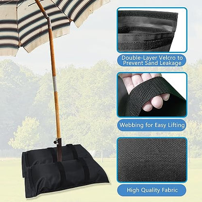 D&ONEHOS Umbrella Base Weight Fillable Sandbags, Sandbags for Weights (4 x 55LBS), Sandbag Weights for Patio Umbrella Base, Photography, Camping, Outdoor Use, Set of 4, Black(Without Sand) - size: 220lbs(4 x 55lbs)