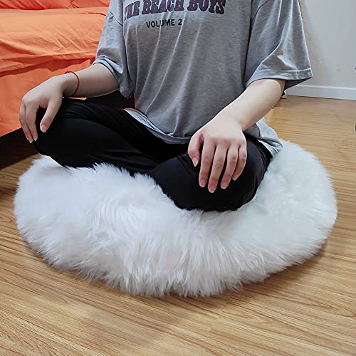 Asuprui Unstuffed Floor Pillow Meditation Cushion No Filler Large Floor Cushion for Sitting Fluffy Floor Seat Fuzzy Oversized Seat Pillow for Adult 24X24X6 Inches White Round Cover ONLY - color: White, size: 24x24x6 Inches