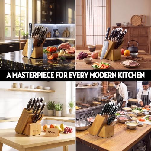 PAUDIN Knife Block Set with Built-in Sharpener, 10 PCS Dishwasher Safe German 1.4116 Steel Kitchen Knives Set, Razor Sharp Full Tang Chef Knife Set,Ergonomic G10 Handle,Gift for Women,Men,Housewarming - color: 10 PCS Knife Block Set