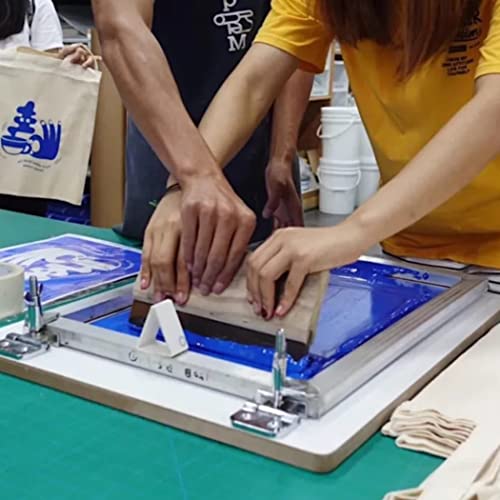 Worown 8 x 10 Inch Aluminum Silk Screen Printing Frame with 110 White Mesh, and Including 4 x 6 Inch Wooden Screen Printing Squeegee - size: 8 x 10 Inch