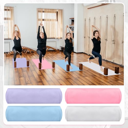 Breling 4 Pack 72 x 24 Inch Microfiber Non-Slip Hot Yoga Towels, Multicolor - color: Purple, Pink, Blue, White