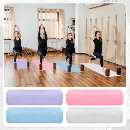 Breling 4 Pack 72 x 24 Inch Microfiber Non-Slip Hot Yoga Towels, Multicolor - color: Purple, Pink, Blue, White