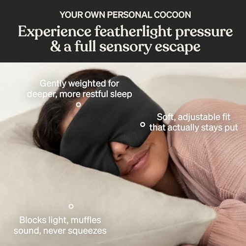 Baloo Silk Weighted Sleep Mask, Black, Eye Mask with Amethyst Crystal - color: Black With Amethyst Crystal