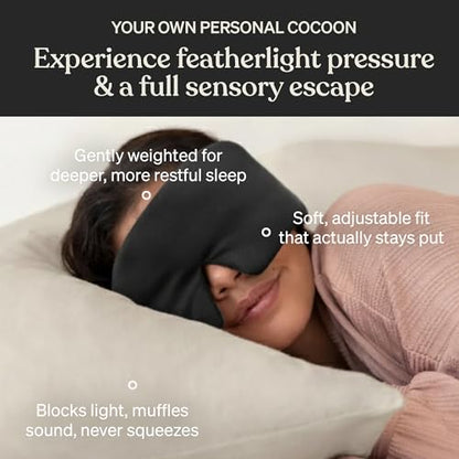Baloo Silk Weighted Sleep Mask, Black, Eye Mask with Amethyst Crystal - color: Black With Amethyst Crystal