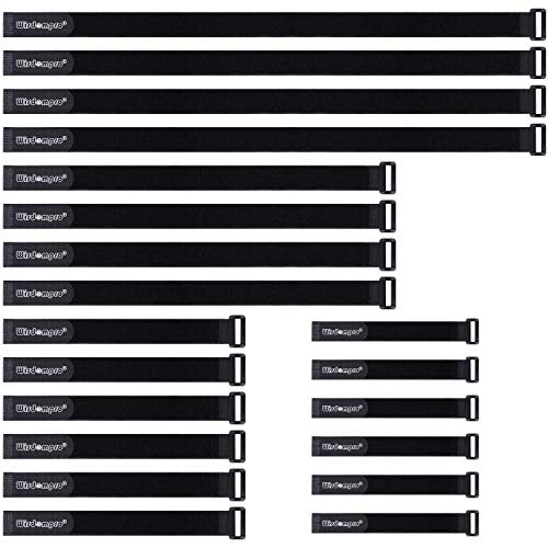 Wisdompro 20 Pack (8 12 18 24 Inch) Hook and Loop Tie Down Strap Heavy Duty - size: Mixed Size, 20 Pack