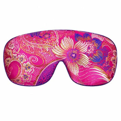 Handmade Opulence Yoga Eye Pillow - Weighted Flaxseed Fill, Lavender Aromatherapy, Satin & Velvet, Adjustable Strap - Ideal for Meditation & Restful Sleep - Fuchsia Garden - TEMFL-FG - color: Fuchsia Garden