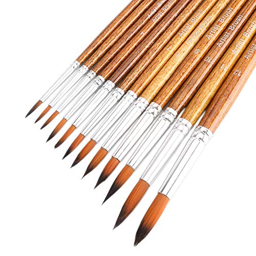 Watercolor Paint Brushes FENORKEY 12Pcs Round for Watercolor, Acrylic & Gouache