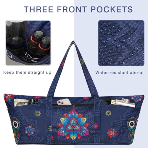 Yoga Mat Bag Yoga Mat Carrier with Shoes Compartment & Wet Pocket Pilates Bag with Zipper Pockets & Yoga Mat Holder Strap Yoga Bags and Carriers Fits All Your Stuff - color: Mandala Owl