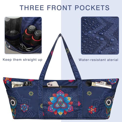 Yoga Mat Bag Yoga Mat Carrier with Shoes Compartment & Wet Pocket Pilates Bag with Zipper Pockets & Yoga Mat Holder Strap Yoga Bags and Carriers Fits All Your Stuff - color: Mandala Owl