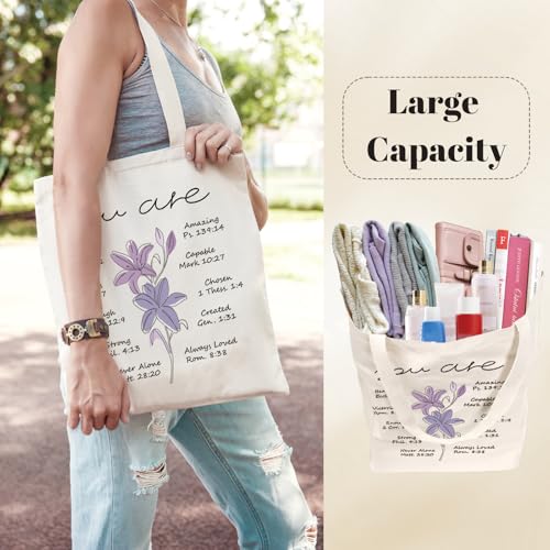 Aesthetic Canvas Tote Bag for Women with Inner Pocket - color: Christian-zh