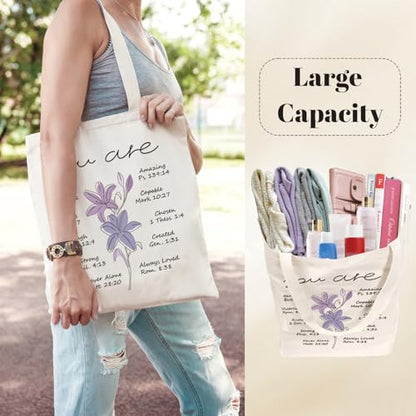 Aesthetic Canvas Tote Bag for Women with Inner Pocket - color: Christian-zh