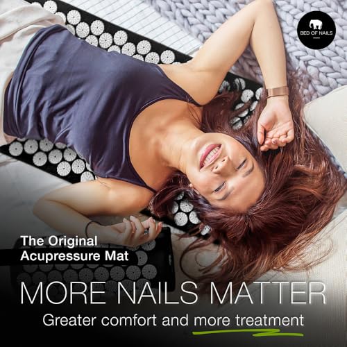 Bed of Nails Acupressure Mat – Original Bon Acupressure Design with 8820 Precision Nails, 29 x 16 x 1", Jet Black - color: Jet Black - Mat