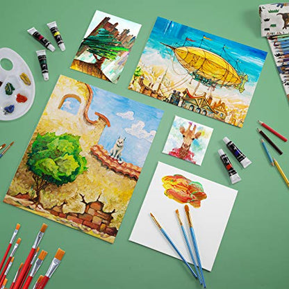 Ohuhu 40-Piece Multi Pack Canvas Panels, 4x4, 5x7, 8x8, 9x12, 11x14, Primed White Cotton Canvas for Acrylic, Oil, Gouache, Watercolor, Pastel, Tempera