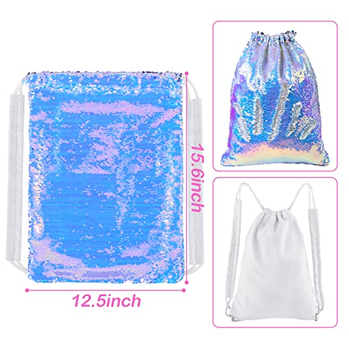 MHJY Sparkly Reversible Sequin Drawstring Backpack for Sports Gym Beach | Sparkly Reversible Sequin Mermaid Backpack With Creative DIY, Featuring Inside Pocket & Drawstring For Dance Swim - color: Mermaid Purple/Silver
