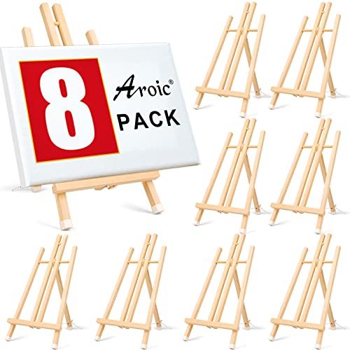 AROIC 8 Pack 15 Inch Wood Easels, Easel Stand for Painting Canvases | Art, and Crafts, Tripod, Painting Party Easel, Kids Student Table School Desktop, Portable Canvas Photo Picture Sign Holder - style: 15"-8p