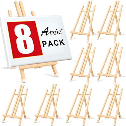 AROIC 8 Pack 15 Inch Wood Easels, Easel Stand for Painting Canvases | Art, and Crafts, Tripod, Painting Party Easel, Kids Student Table School Desktop, Portable Canvas Photo Picture Sign Holder - style: 15"-8p