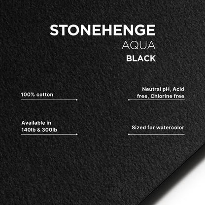 Stonehenge Aqua Black Medium Weight Pad, 140lb, Coldpress, 8 x 10 Inches, 15 Sheets for Wet and Dry Media - size: 8 x 10