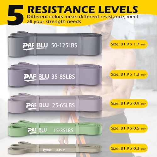 Pull Up Bands, Resistance Bands Set for Pull-Up Assistance, Exercise Bands with Door Anchor & Grip Pads for Men & Women Working Out, Physical Therapy, Muscle Training - color: Grey