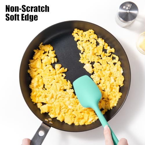 Doosu 600°F Heat Resistant Silicone Spatula Scrapers (Set of 3, Aqua Sky) | Food Grade Kitchen Rubber Baking Cooking Tool Nonstick Utensil Set for Mixing, Scraping, Folding, Stirring, Serving - color: Aqua Sky, size: Set of 3