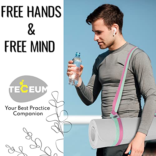 TECEUM Yoga Mat Strap – Extra Soft & Thick Cotton Carrier for All Mats - color: Lavander Green, size: 64 IN