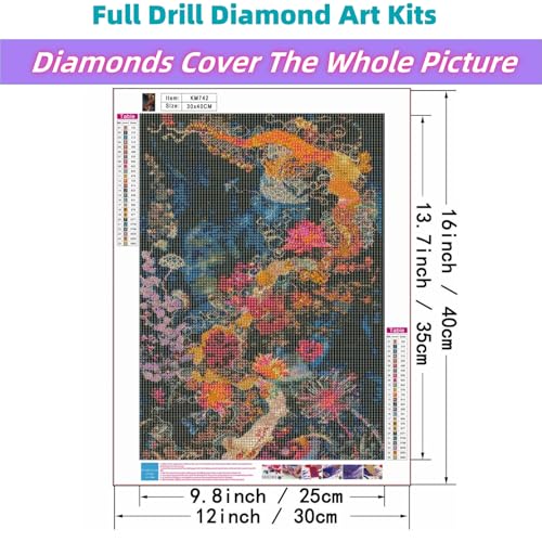 Diamond Art Kits for Adultss,Flower Vine Diamond Painting 11.8x15.8 inche | 5D DIY Full Round Drill Paint by Diamonds Gem Art Crafts,for Home Wall Art Decor - color: KM742-1
