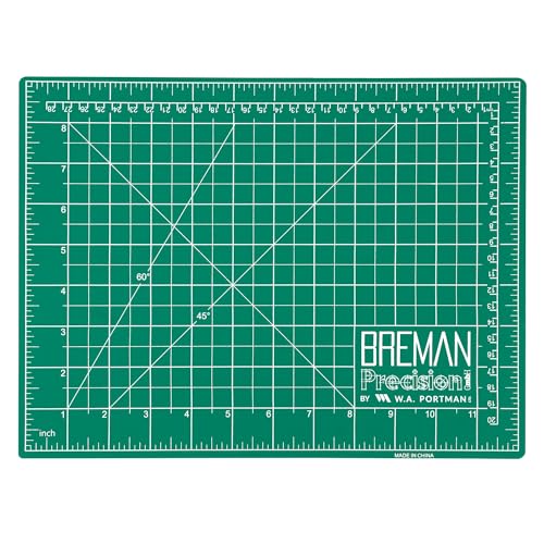 Breman Precision 9x12 Inch Self Healing Cutting Mat – 2-Sided 5-Ply PVC Green/Black Cutting Mats for Crafts, Sewing, Quilting & DIY Projects with Durable Non-Slip Surface & Precise Grid Lines - color: Green/Black, size: 9x12