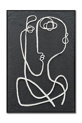 NANKAI Art Hand-painted Black and White texture Oil painting Modern Minimalist art Abstract wall Decoration Painting Corridor living room Bedroom wall Decoration 36x24 inches - color: NKHB284