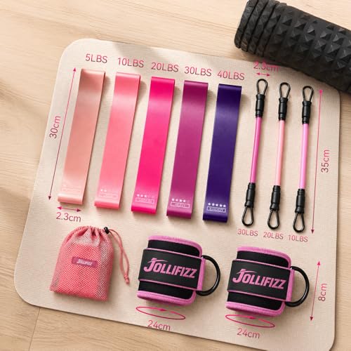 Ankle Resistance Bands with Cuffs &Booty Bands Set,Ankle Straps for Cable Machines for Leg,Booty,Glute,Hip,Butt,Workout Home Gym Equipment,Exercise Bands for Fitness,Yoga,Physical Therapy - color: Pink