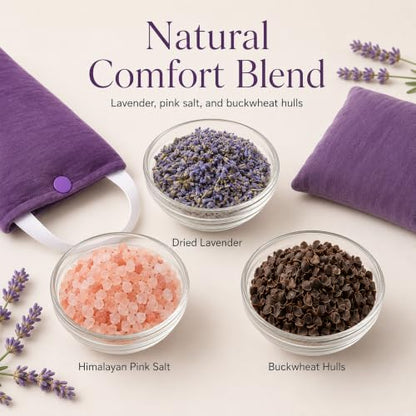 Premium Lavender Microwavable Neck Wrap Set, Heating Pad with Eye Pillow | Microwavable neck heating pad set with washable covers, lavender, Himalayan salt & buckwheat hulls, relaxing spa gift.