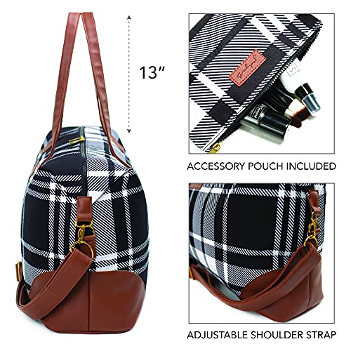 Jadyn Luna Women's Weekender Bag and Travel Duffel, Large 37 Liter Capacity - color: Plaid, size: Large