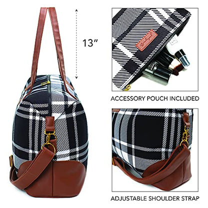 Jadyn Luna Women's Weekender Bag and Travel Duffel, Large 37 Liter Capacity - color: Plaid, size: Large
