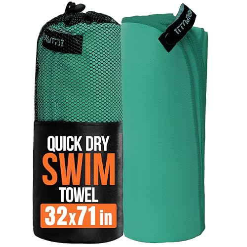 illusion Extra Large Microfibre Swimming Towel (71''L x 32''W)–Compact, Lightweight & Quick Dry Towel-Perfect for Travel, Gym, and Swim Towels Ideal for Post-Workout Showers & After Swimming - color: Light Green, size: 71x32 in - Pack of 1