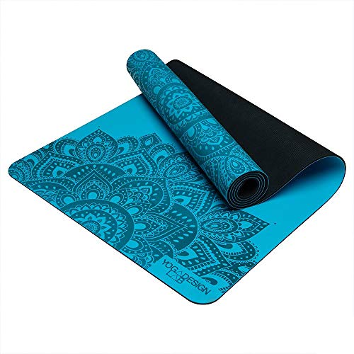 YOGA DESIGN LAB | The Infinity Mat | Luxurious Non-Slip Design Provides Unparalleled Grip to Support and Align You Beautifully | Eco-Friendly | w/Carrying Strap! - color: Mandala Aqua, size: 5mm