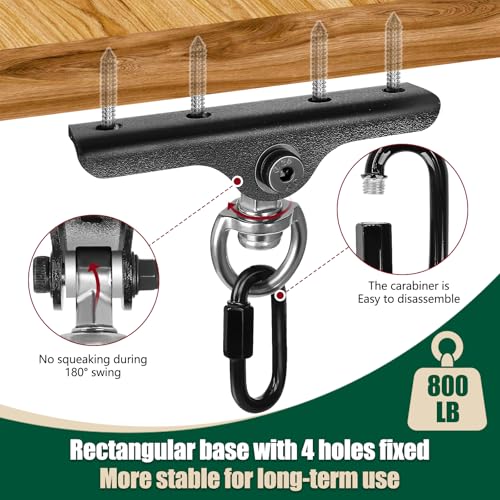 Heavy Punching Bag Hanger | Wall/Ceiling Mount Hook with 180° / 360° Rotation | Wood Beam Holder for Boxing, Weight Training, Aerial Yoga Swing & Hammock - size: 180°+ 360°rotation