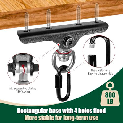 Heavy Punching Bag Hanger | Wall/Ceiling Mount Hook with 180° / 360° Rotation | Wood Beam Holder for Boxing, Weight Training, Aerial Yoga Swing & Hammock - size: 180°+ 360°rotation